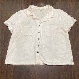 Jane Delancey White Short Sleeve Button Up Shirt